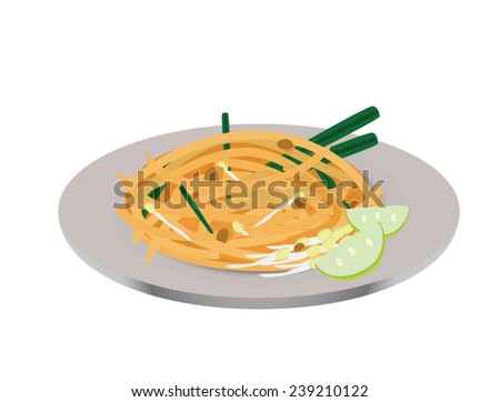 Thai food Pad Thai Vector