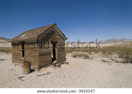 A lonely old shack out in the desert