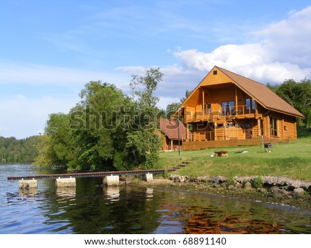 Beautiful wooden house near the river