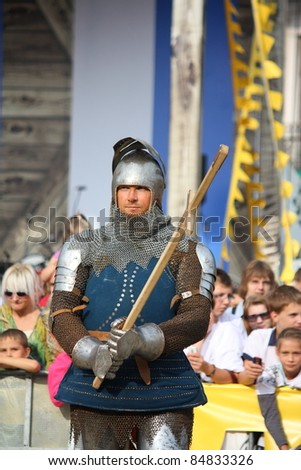 RIGA, LATVIA - AUGUST 21: Unidentified man from historical reconstruction club \