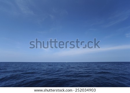 Summer landscape with tropical deep sea and horizon over water