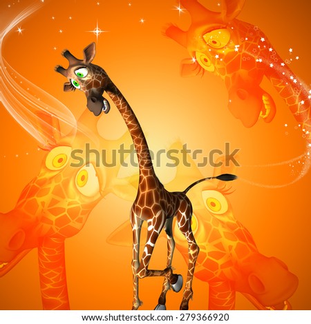 Cute cartoon  giraffe with stars