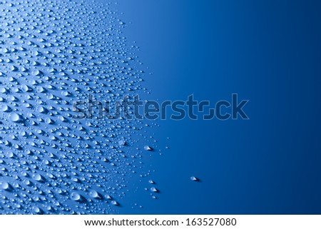 Blue Abstract Water Drops Background With Copy Space