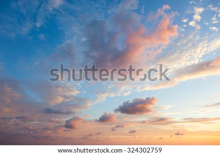Gentle Sky Background at Sunset time, natural colors, may use for wallpaper