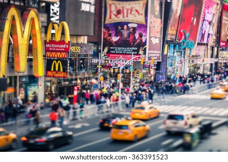 NEW YORK CITY - Croud of people in Times Square, famous street of New York City and US, December 19, 2015 in New York, NY.