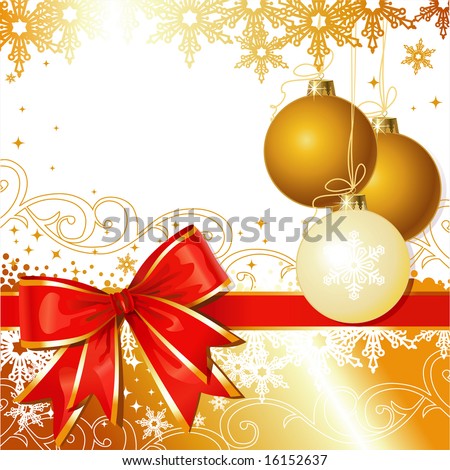 Vector Christmas Ornament with Bow and Snowflakes with copy space Vector Christmas Ornament with Bow and Snowflakes with copy space