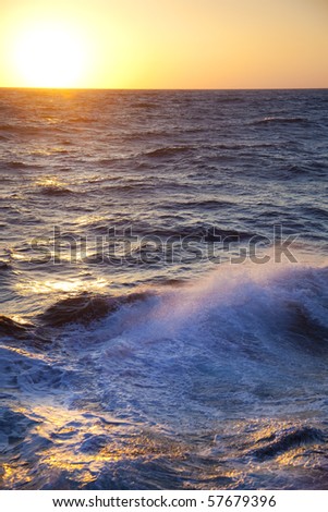 Stormy sea / Dawn / Waves and spray / vertical