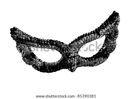 Fancy Vintage Festive Black Sequin dress mask isolated on white background