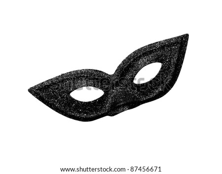 Fancy Vintage Festive Black Glitter dress mask isolated on white background