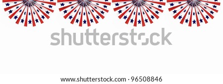 Four US Flag Buntings isolated on white background with room for your text