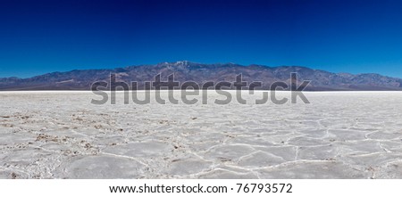 Telescope Peak rises up from the salt floor of Death Valley\'s lowest point.