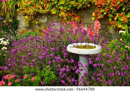 A lush garden overflowing with budding flowers brightens a warm summer day.
