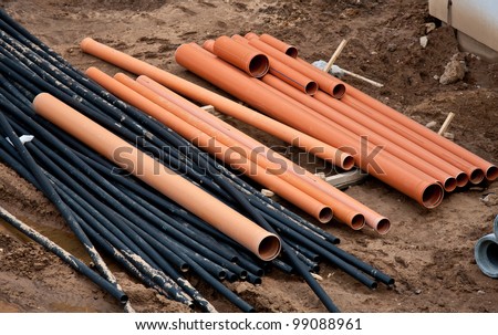 Pipes lying at construction site