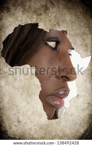 African Map on a Woman Face