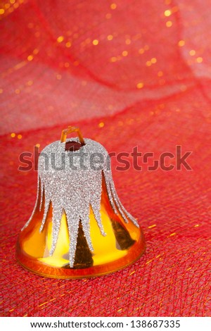 Christmas Decorations on red tulle backgrounds