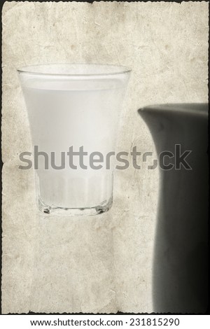 Glass of Milk on White Background, Old glass tumbler in grunge style Grunge Style More photos like this here ...