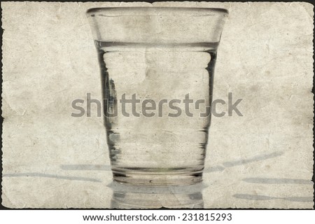 Glass of 'pure water. Old glass tumbler in grunge style Grunge Style More photos like this here ...