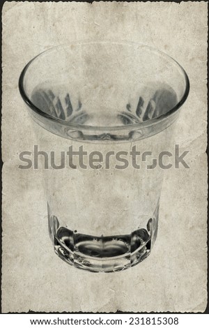 Glass of pure water. Old glass tumbler in grunge style Grunge Style More photos like this here ...
