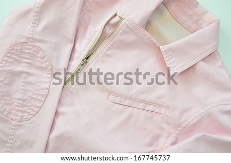 summer fashion light pink color denim jacket detail