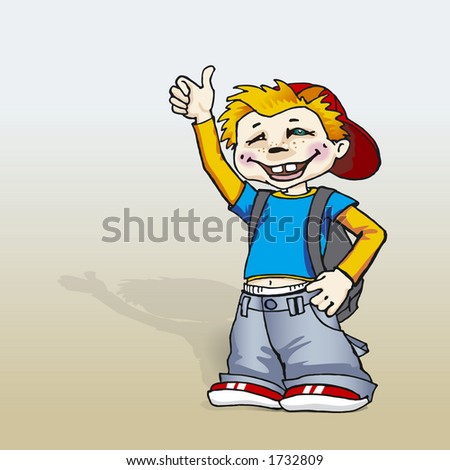 Cartoon Red Hair Boy. stock vector : Naughty Red-Haired Boy (Fully Editable Vector Image)