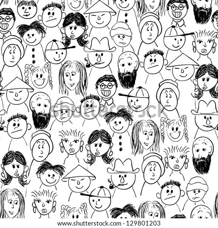 Vector seamless crowd of people