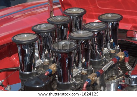 stock photo Red Hot Rod Engine