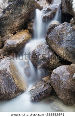Waterfall as a background. Beautiful natural composition