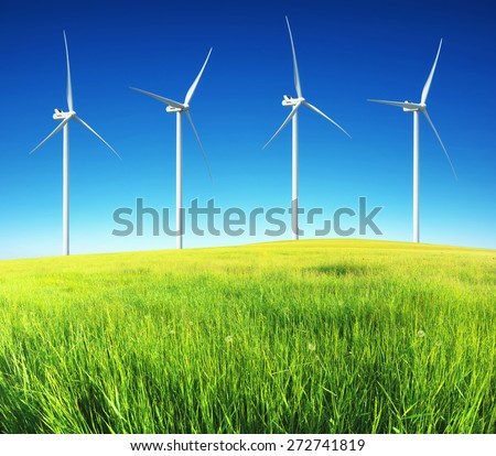 Wind power station. Ecological energy composition