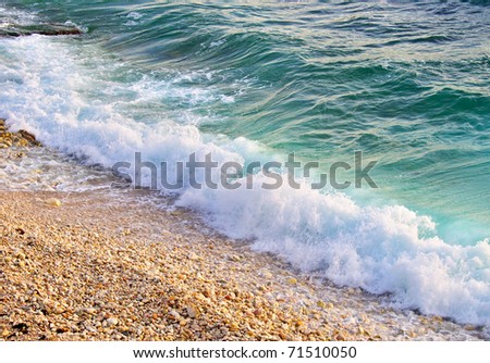 Wave and line of the coast. Natural composition