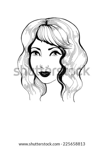 Graphic illustration of girl on a white background