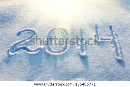 Year 2014 Written In Snow In High Key