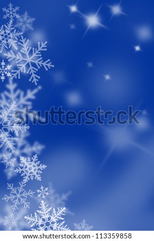 Blue background with snow flakes.
