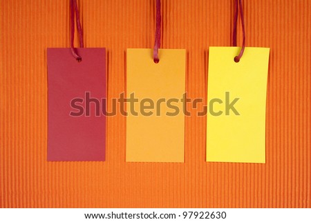Price tag or address label with string on corrugated cardboard