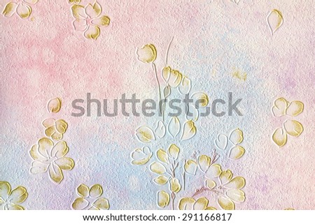paper in pastel color with light pink and light blue , romantic style background. excellent watercolor painting flowers on grunge paper