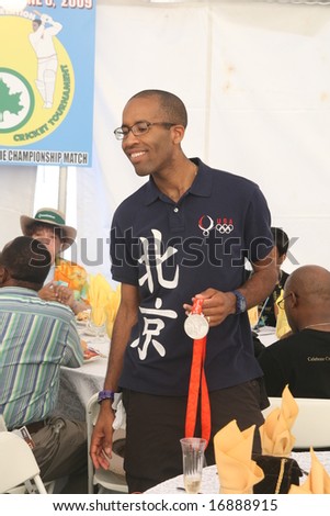September 1, 2008 Brooklyn New York Keeth Smart at the Labor Day Parade Ceremony with Olympic Medal