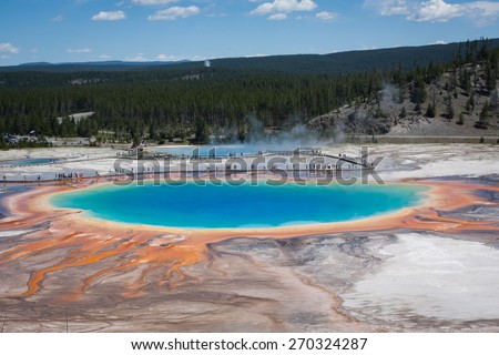 Colorful of Grand Prismatic Spring in Yellowstone National Park, Wyoming, US