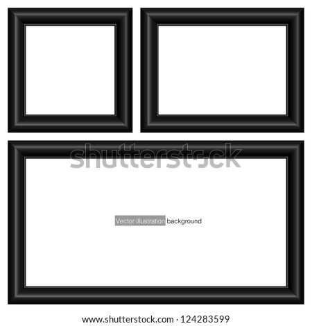 Set Of Black Photo Frames Isolated On White Color Background. Vector