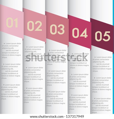 White paper numbered banners. Vector design template