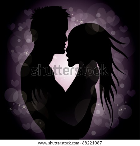 in love silhouette. of the couple in love