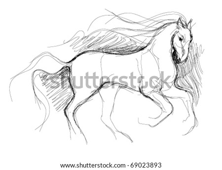 Horse / Realistic Sketch (Not Auto-Traced) Stock Vector Illustration