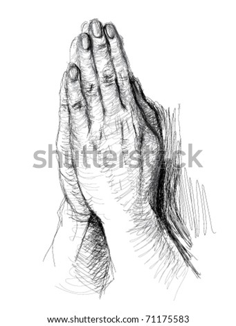 stock vector Praying Hands realistic sketch not autotraced 