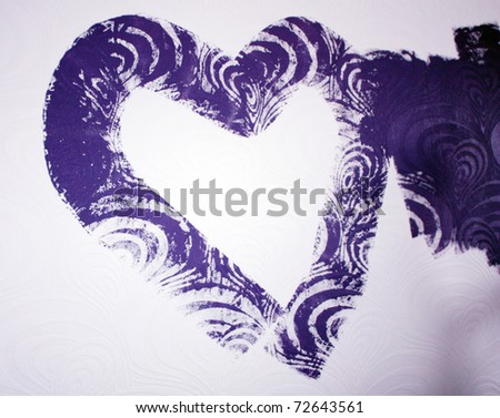 Violet heart / Abstract background on wall