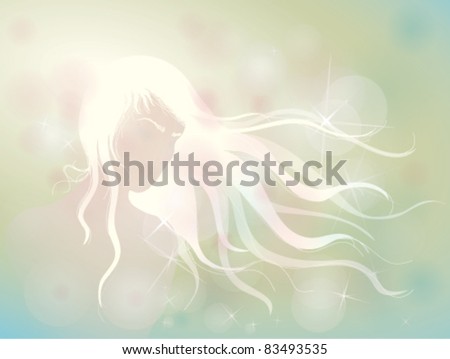 stock vector Impression Woman Naked girl in spring nature