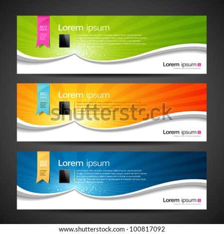 Logo Design Banners on Stock Vector Collection Banner Design Tablet Pc Computer Colorful