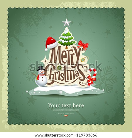 Merry Christmas vintage design greeting card background vector illustration Merry Christmas vintage design greeting card background vector illustration