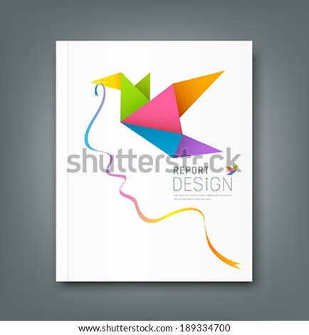 Cover Magazine colorful origami birds with ribbon shape face design background vector illustration Cover Magazine colorful origami birds with ribbon shape face design background vector illustration