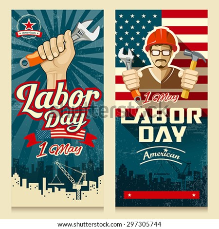 Happy Labor day american banner collections concept design, vector illustration
