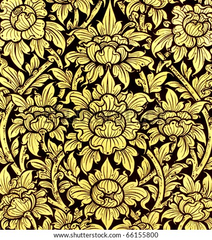Golden flower in Thai temples, marco