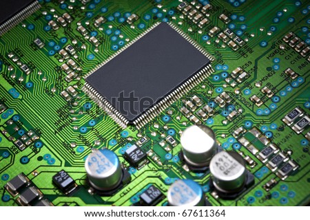 Elements of computer green motherboard