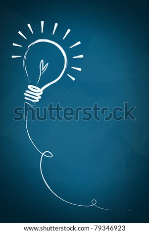 Drawing of a bulb idea on blue board